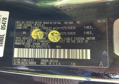 2021 Toyota Sequoia Limited from USA, damaged, VIN 5TDFY5A18MS075510